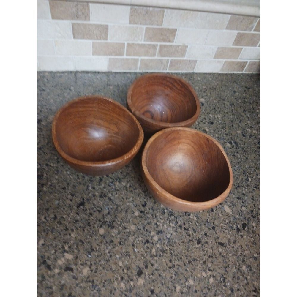 3 Teak Wood‎ Bowls